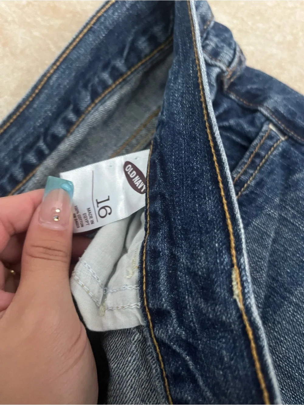 Old Navy Dark Blue Distressed Denim Shorts